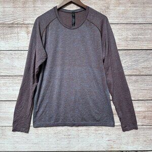Lululemon Mens Seamless Tech Shirt Long Sleeve L Blue Brown Live In Practice
